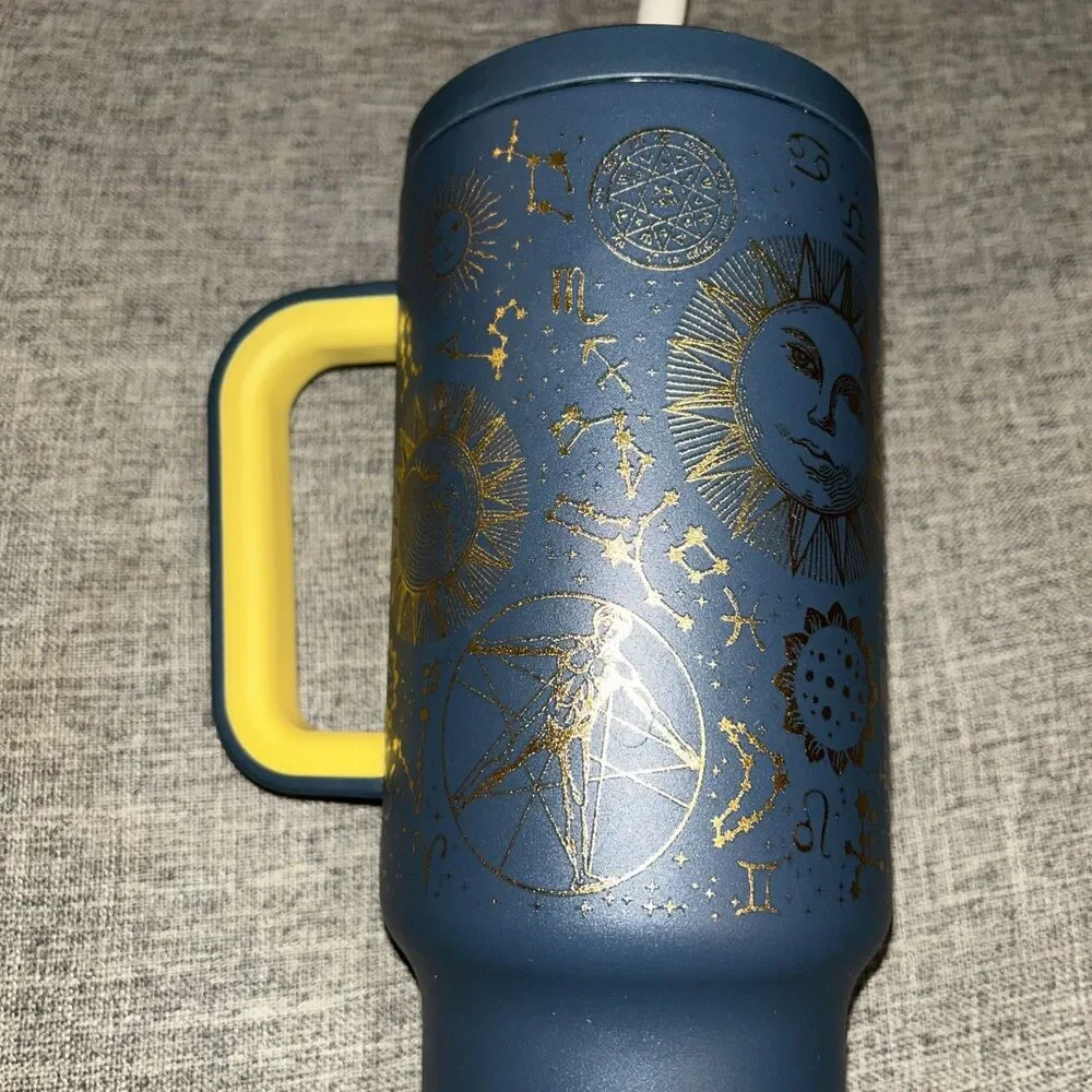 Meoky 40 oz Tumbler with Handle and Straw, Lid 40oz, Tarot New W/Box